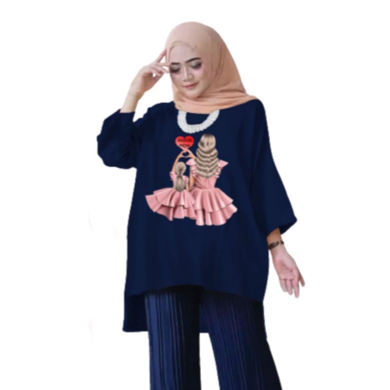 Tunik Wanita Oversize XXL LD 130 Cm Tangan 3/4 Bahan Kaos Babyterry . Baju Wanita Jumbo Atasan Tunik Dewasa Big Size Terbaru 2023 Kekinian Viral Murah Love mom