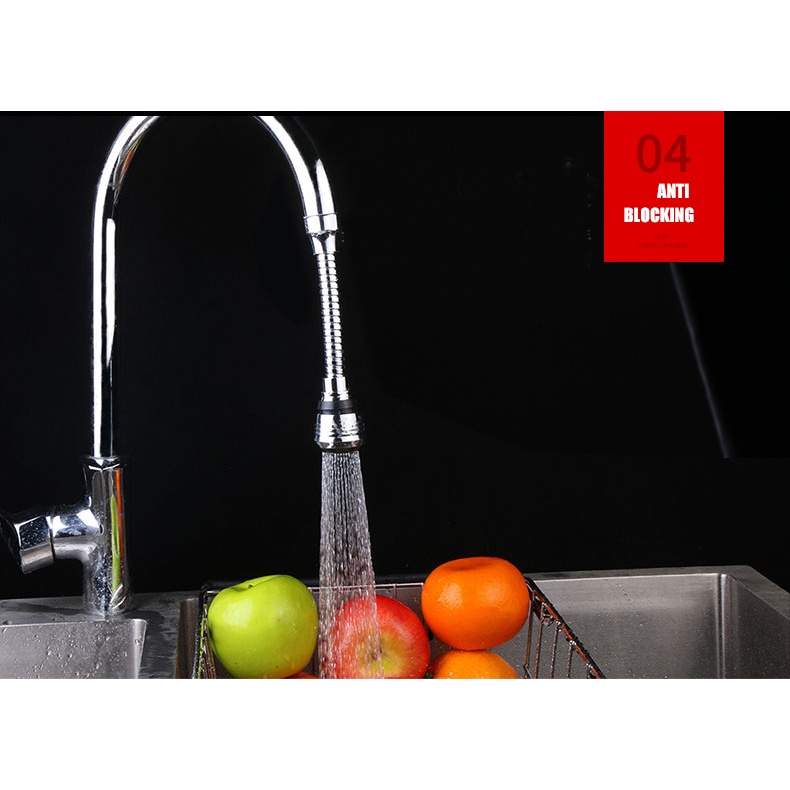 Sambungan Kran Air Faucet Stainless Keran Air Shower Fleksibel Putar Alat Penyambung Ujung Kepala Kran cuci piring tangan wastafel di dapur | GROSIRXPRESS