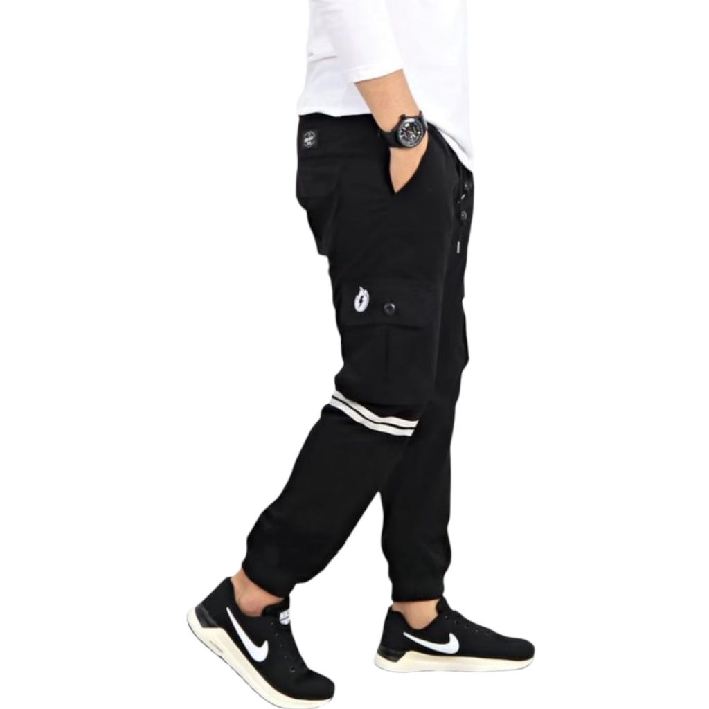Celana Rip Rib Cargo Jogger PDL Panjang Pria Cowok Lelaki Dewasa Katun Stretch Terbaru 2022 / Pingga