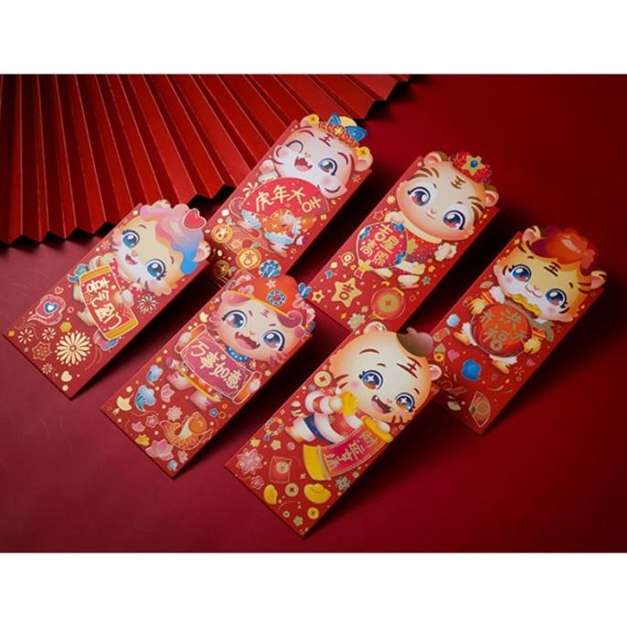 

WT002 6pcs 2022 Amplop Angpao Tahun Baru Cina Imlek Motif Macan Warna