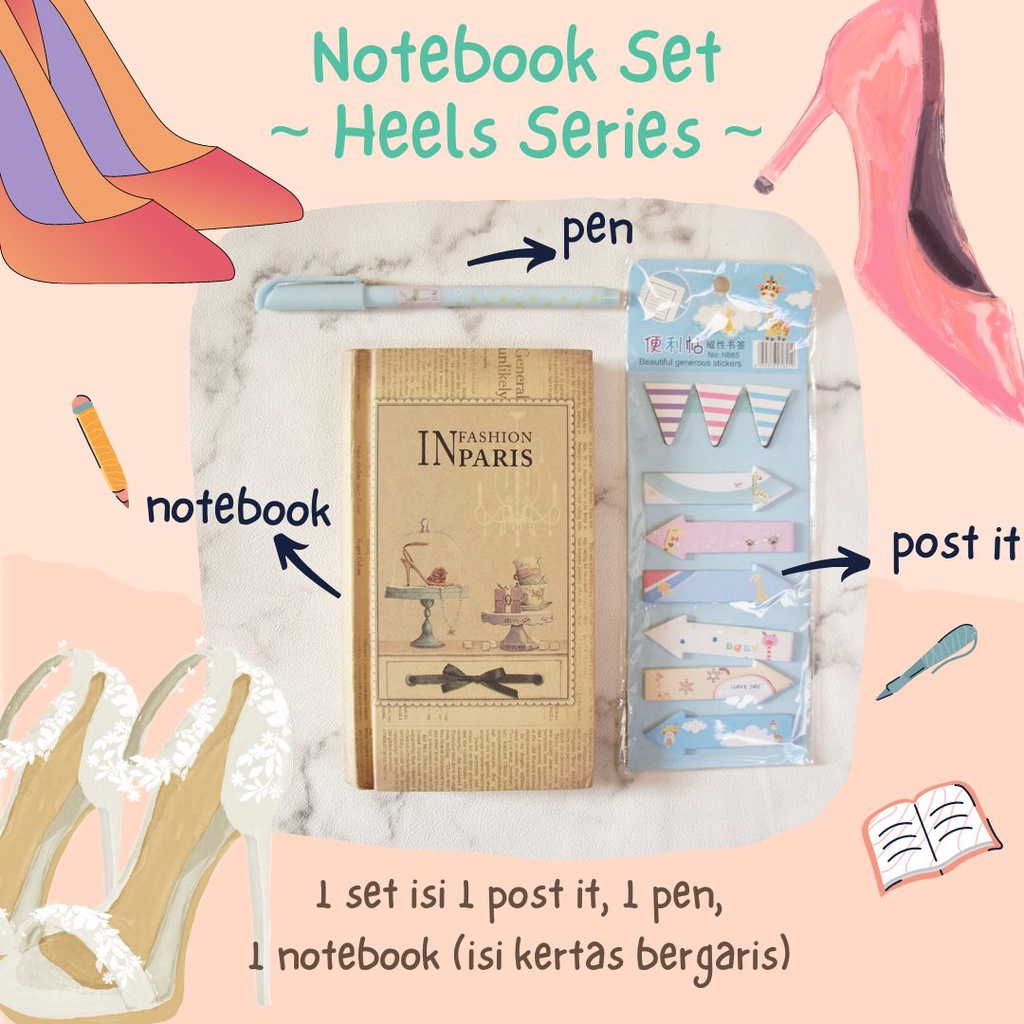 

Paket alat tulis set stationery Set buku catatan Set alat tulis set buku tulis stationary set paket alat tulis Buku tulis buku catatan jurnal diary heels series