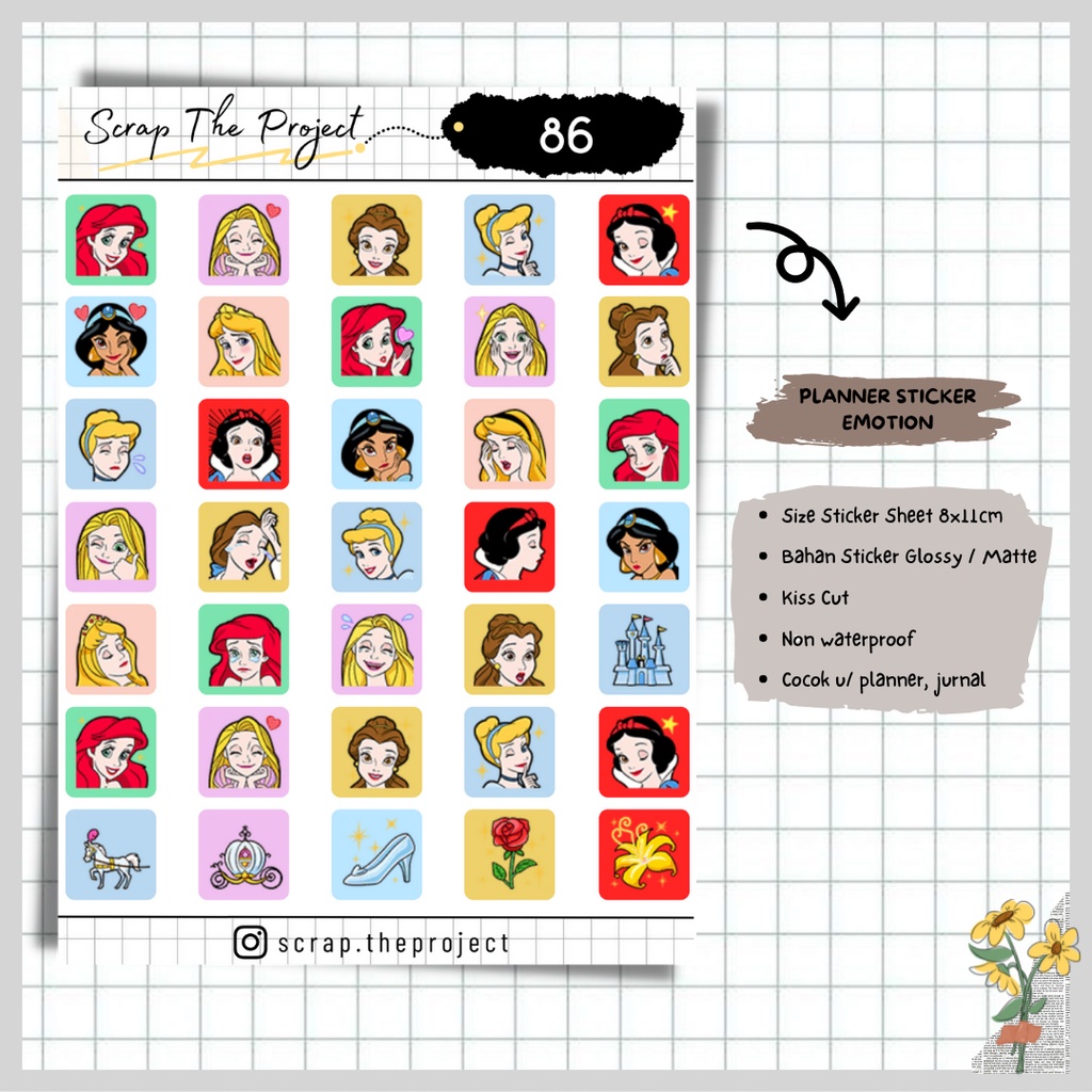 

STICKER PLANNER JOURNAL / STICKER EMOTICON PRINCESS / STP - 86