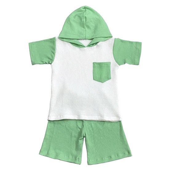 HOODIE WAFFLE SET UNIQLO setelan pendek baju kupluk anak