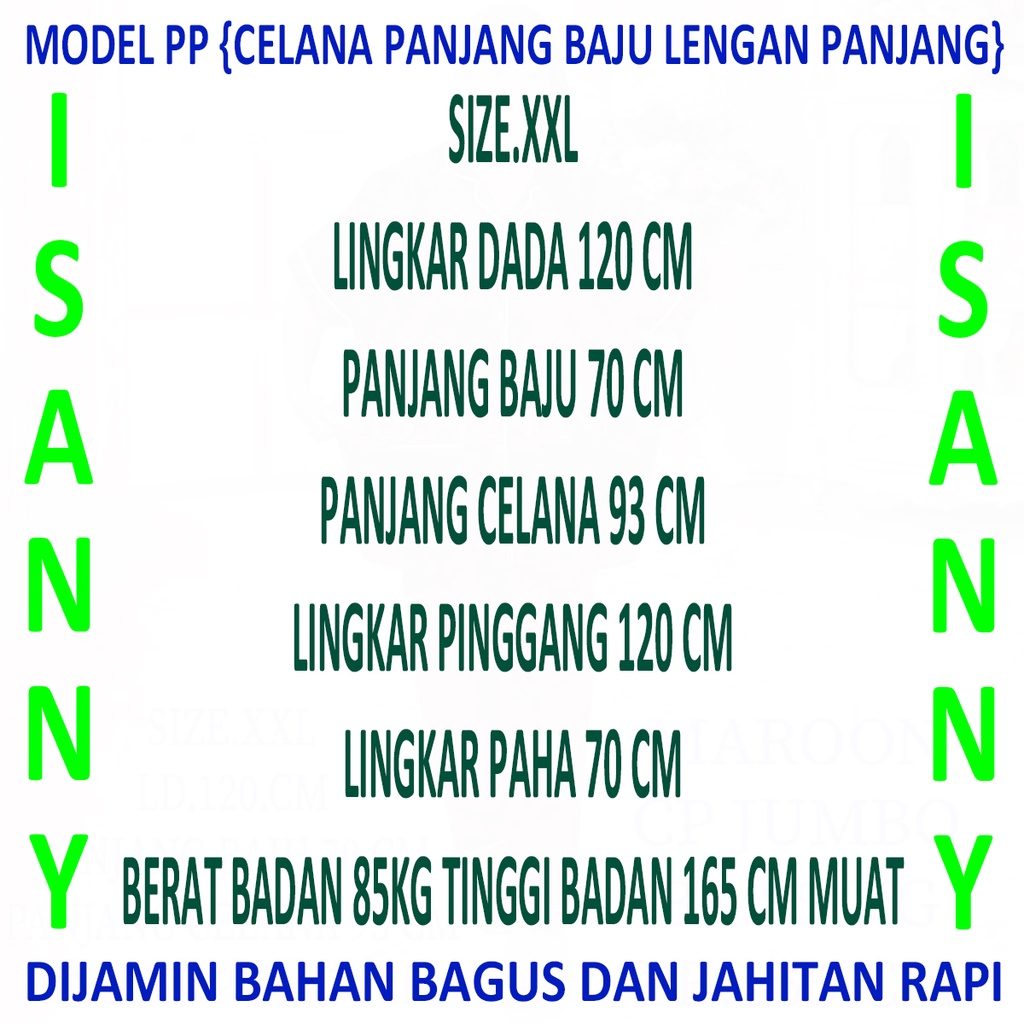 ISANNY PIYAMA SET JUMBO SIZE.XXL/PIYAMA SATEN EMBOS/PYAMA DEWASA