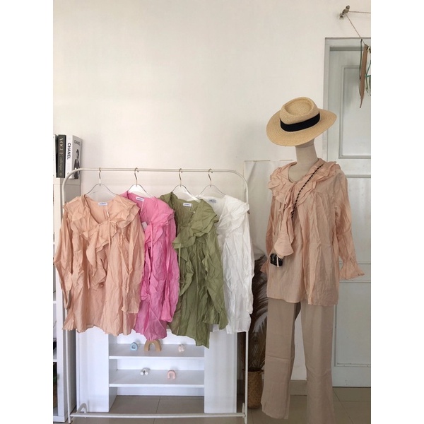 BLUS REMPEL RENDA WANITA IMPORT BKK SILK C469