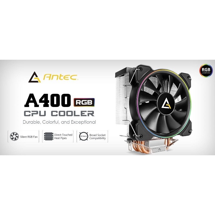 Antec A400 RGB - 120mm 256COLOR RGB - 4 Pure Copper Heatpipe