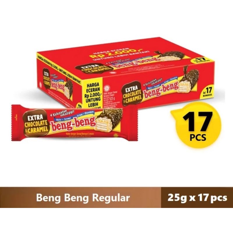 

Beng beng cokelat 25 gram per box isi 17 Pcs