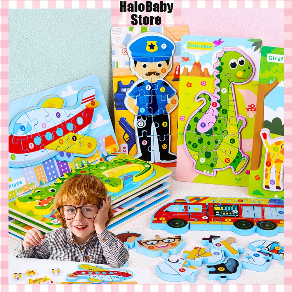 halobaby puzzle kayu mainan anak laki laki/edukasi puzzle/puzzle kendaraan