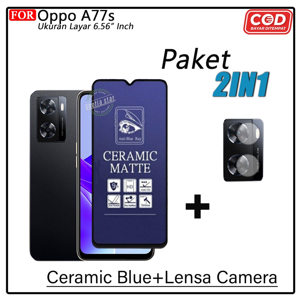 PAKET 2IN1 Anti Gores Ceramic Privacy  Oppo A77s Anti Spy Full Cover