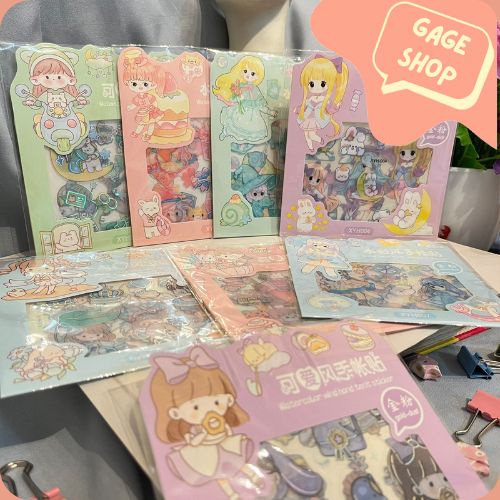 

paket sticker kecil (3 lembar sticker) karakter cewe senmu solatip lucu imut lakban keren elegan fancy atk imut bisa COD termurah import