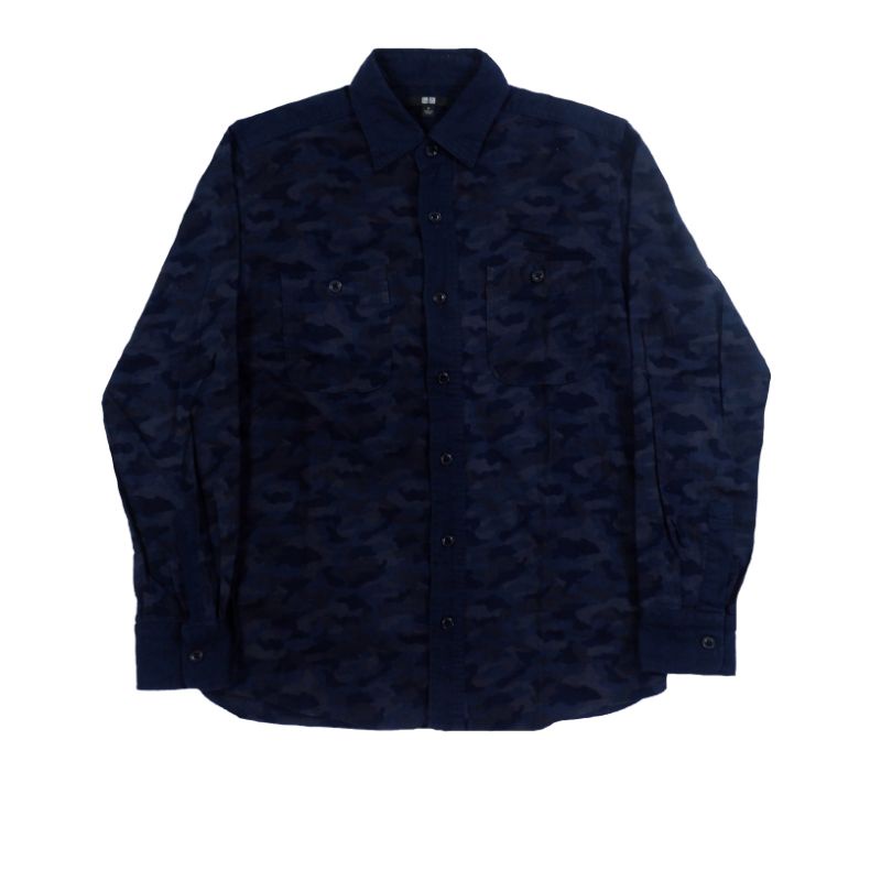 Kemeja Flanel Uniqlo - Camo Navy