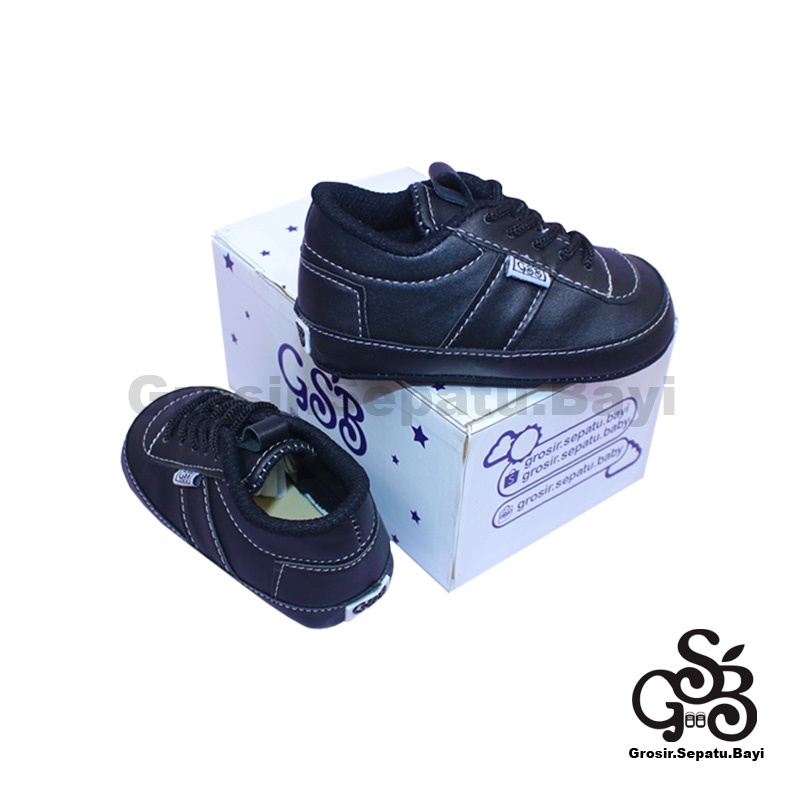 Sepatu Bayi - Baby Shoes - Prewalker  | 2-12 bulan | casual MARGOM HITAM polos ringan &amp; fleksibel