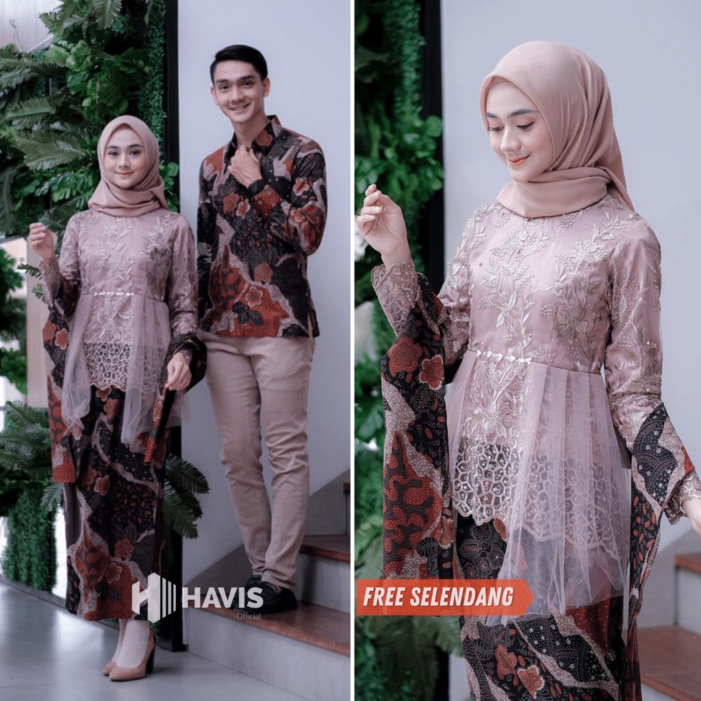 Annisa Kebaya Couple Wisuda Modern Setelan Kebaya Brokat Batik Tunangan Lamaran Kondangan Terbaru Havis Collection