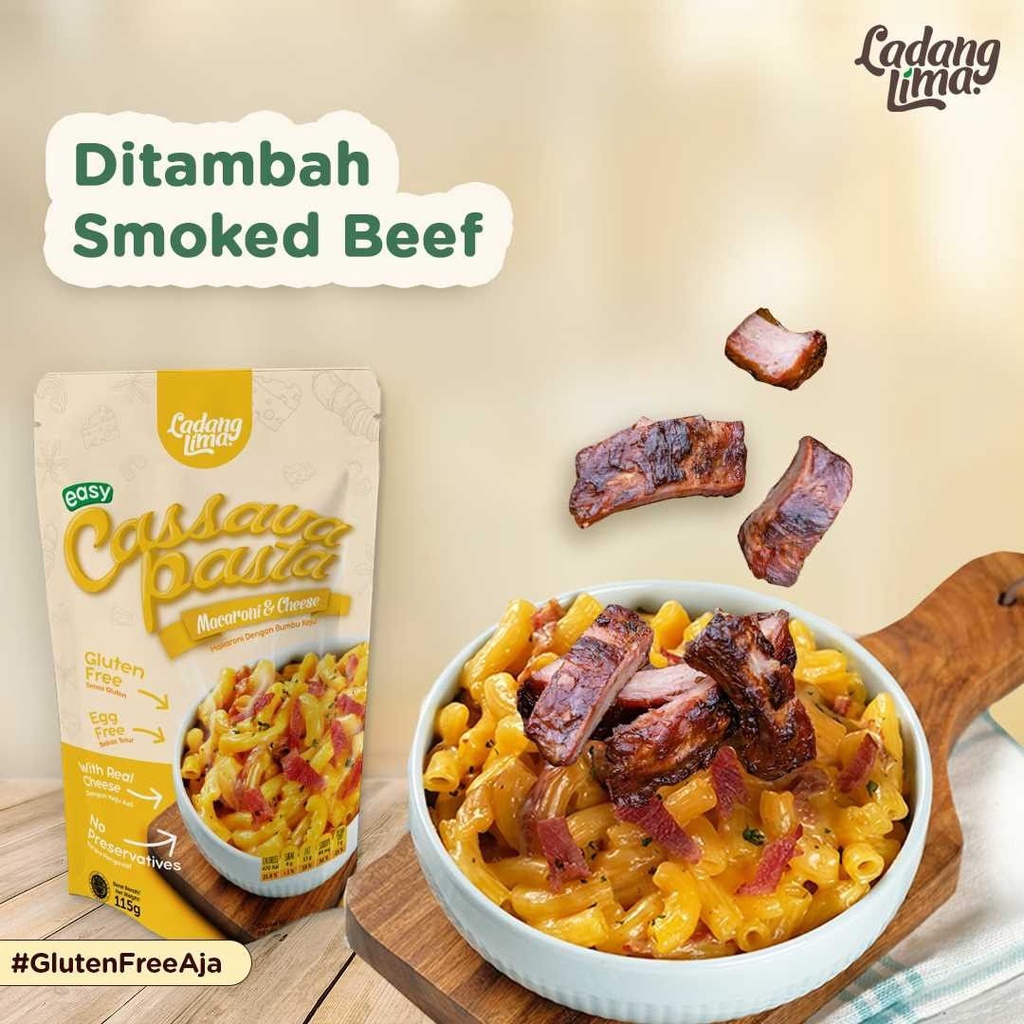 Cassava Pasta Mac and Cheese Gluten Free &amp; Egg Free - Instant Makaroni dengan Bumbu Keju Ladang Lima Kemasan 115gr