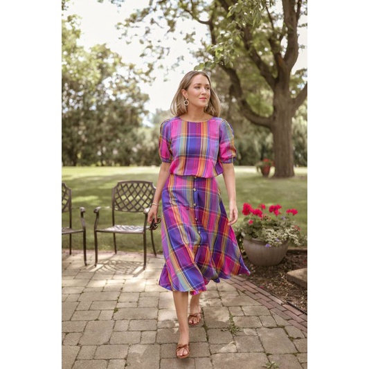 Ann Tayl*r plaid midi skirt