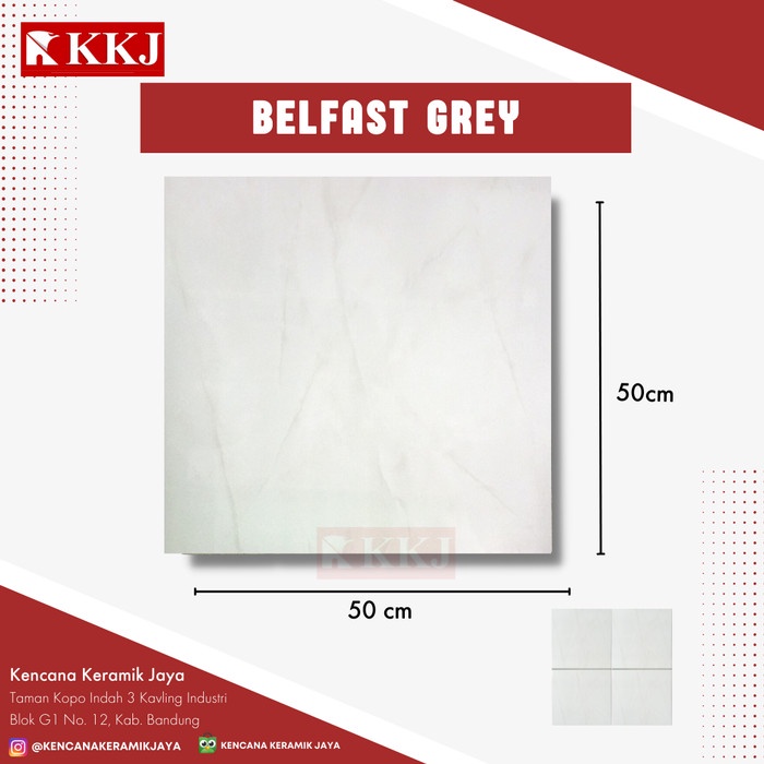 KERAMIK LANTAI BELFAST GREY 50 X 50 KUALITAS 1 GRADE A