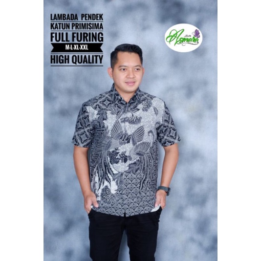 LAMBADA PENDEK Batik furing lengan pendek furing batik pria grey