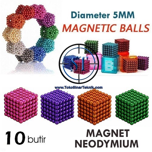 10 Butir Magnet BALL Magnetic Balls Bola Neodymium DIY Puzzle Cube 5mm Magnet Bola Ball Miniatur dan Puzzle