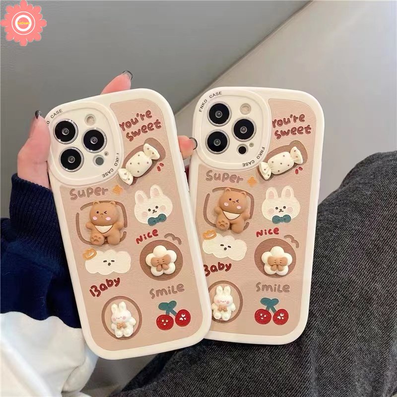 Mainan Boneka Imut 3D Case OPPO A17 A15 A57 A96 A76 A55 A12 A95 A5S A3S A15s A94 A16 A16K A74 A16E A1K A53 A9 A5 A54 A7 Reno8 7 7Z 5F 6 4 4F A31 A92 Candy Sarung Beruang Kelinci Soft Cover