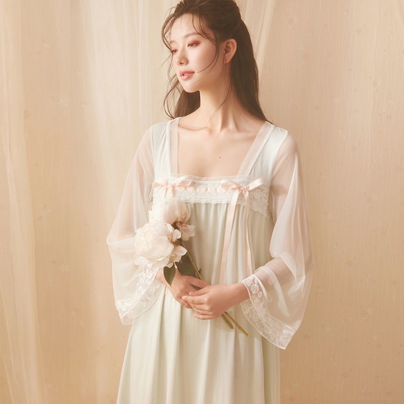 baju korea  Hanfu baju tidur wanita musim semi dan musim gugur bagian tipis sifon lengan panjang sif