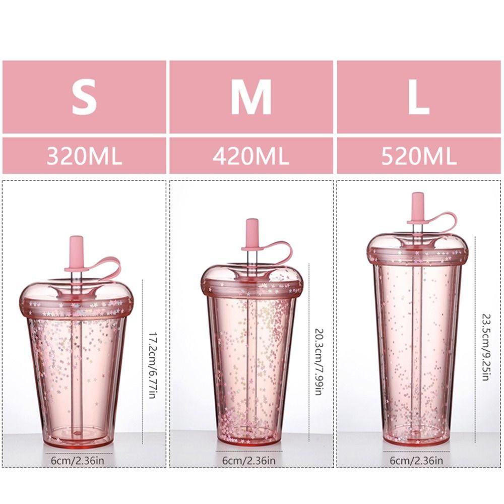 【 ELEGANT 】 Botol Air Reusable Plastik Double Layer Perjalanan Luar Ruangan Anti Bocor Sparkling Tea Cup