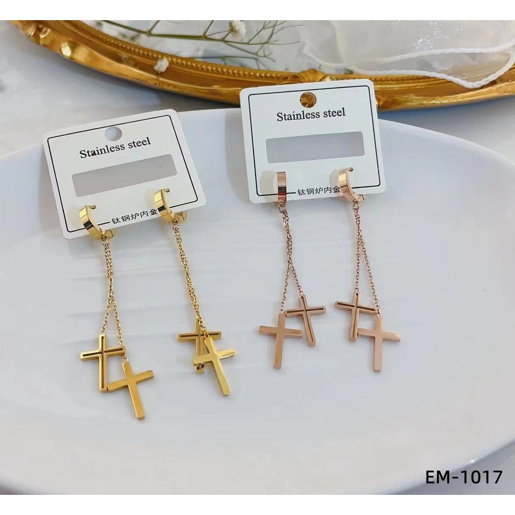 Anting Titanium Panjang (6-8cm) Perhiasan Fashion 8215/1017