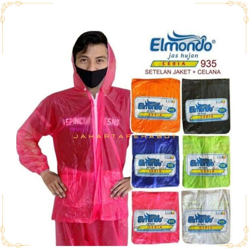 Elmondo Ceria 935 Jas Hujan Jaket Celana Bahan Karet Elastis / Jas Hujan Setelan Jaket Celana Elmondo Ceria 935 Jaket Celana / Mantel Jas Hujan Murah Elmondo Ceria 935 / Jas Hujan Jaket Celana Pria Wanita Elmondo Ceria 935 Jas Hujan Dewasa Murah