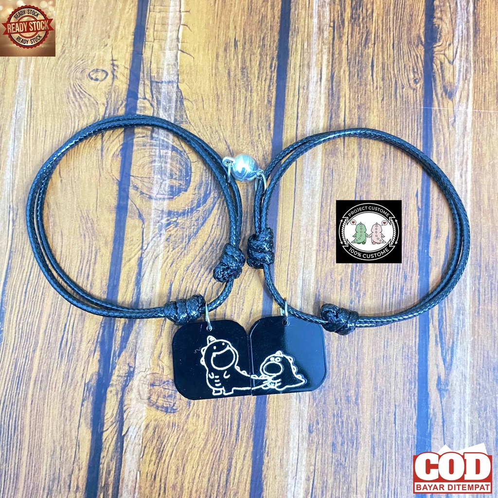 Gelang Couple Dino SERIES V2 Magnet Gelang Tangan Couple Pasangan Dan Sahabat Tali Hitam Pria Wanita Keren P2