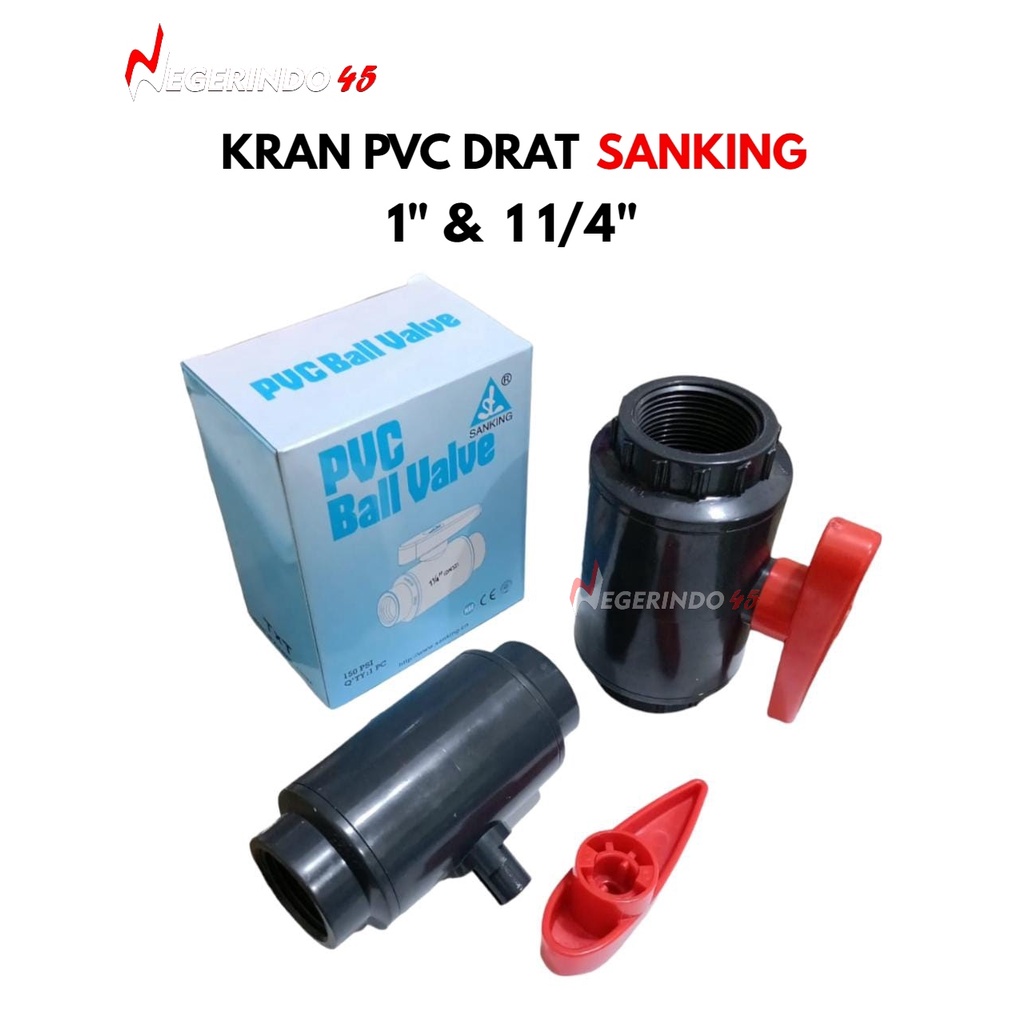 Stop Kran Air PVC Drat Sanking 1&quot; / 1 1/4&quot; Ball Valve PVC Drat Kran Air Industri