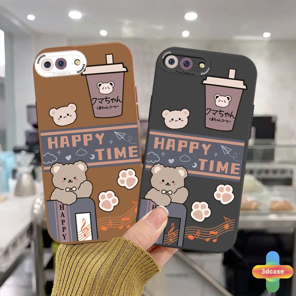 Casing OPPO A15 A54 A5S A3S A16 A95 A7 A5 A9 A31 A53 2020 A12 A1K A16K A54S Reno 4 5F 4F A74 A15S A52 A11K A92 A35 A11 A93 A32 A72 A94 A53S F17 PRO A16S A12S Motif Beruang Penutup Teh