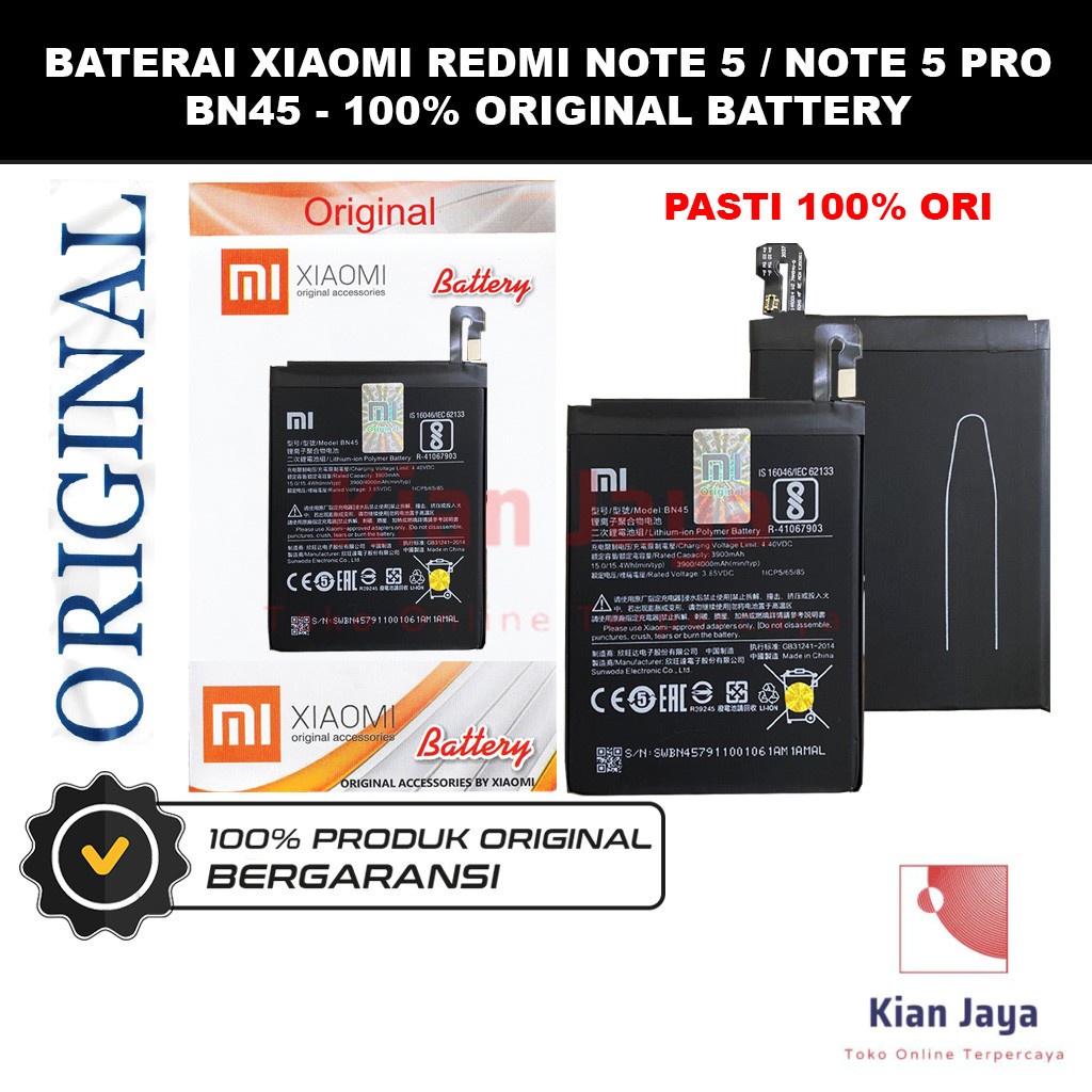 [Garansi 100% Ori] Baterai Xiaomi Redmi Note 5 / Redmi Note 5 Pro BN45 Batre Batrai Battery Hp Xiao Mi Xiomi BN 45 Original