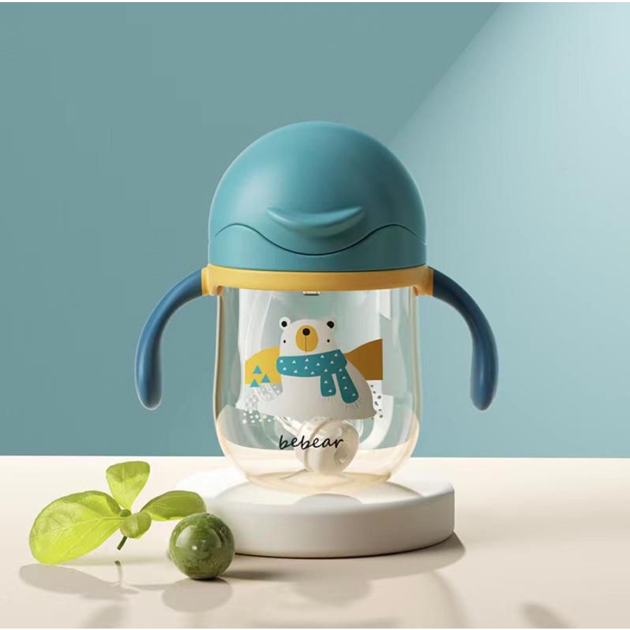 Botol Minum Bayi Gelas Anak Balita Training Cup Baby 280ml Dengan 3 Karakter Lucu B254 Sippy Cup 2121-CUTE SIPPY NEW NAVY