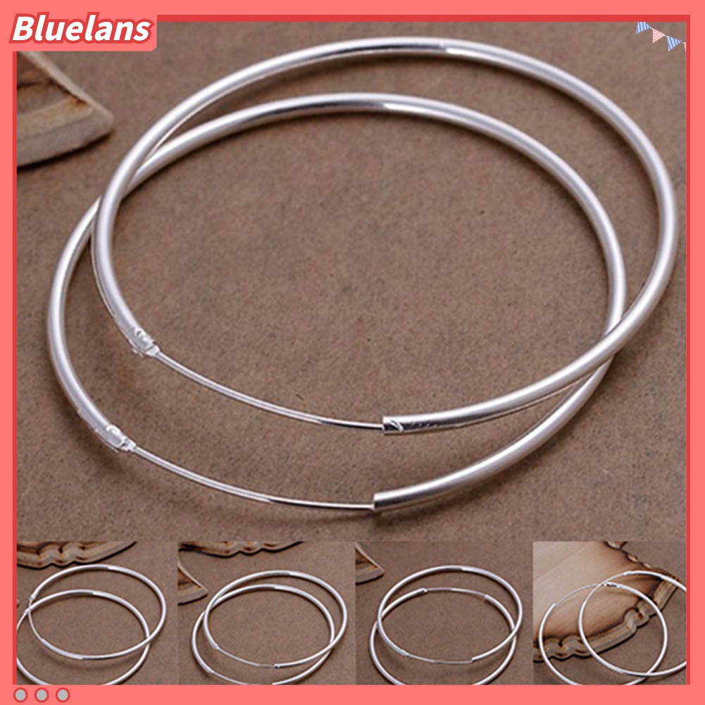 Anting Hoop Bulat Besar Lapis Silver Untuk Wanita