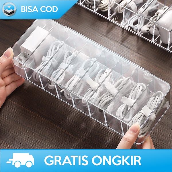 CABLE STORAGE BOX KOTAK ORGANIZER TEMPAT PENYIMPANAN KABEL 8 SLOT