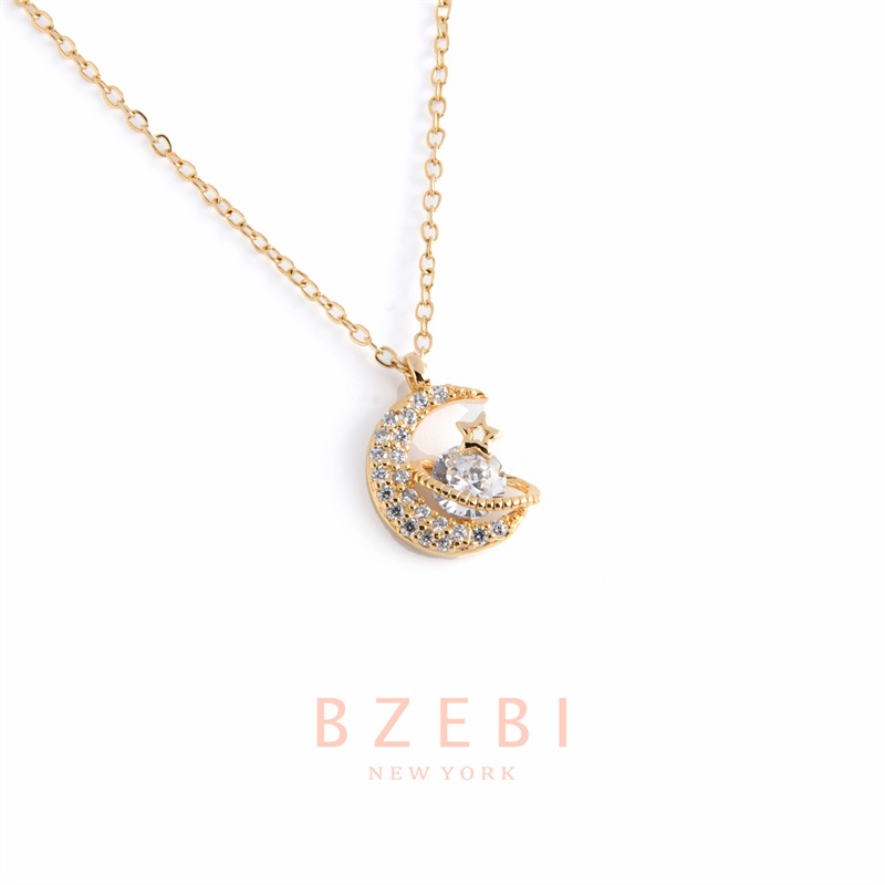 Kalung Emas 18k Liontin Berlian Bahan Titanium Steel 1099n Anti Karat Untuk Hadiah Ulang Tahun Wanita