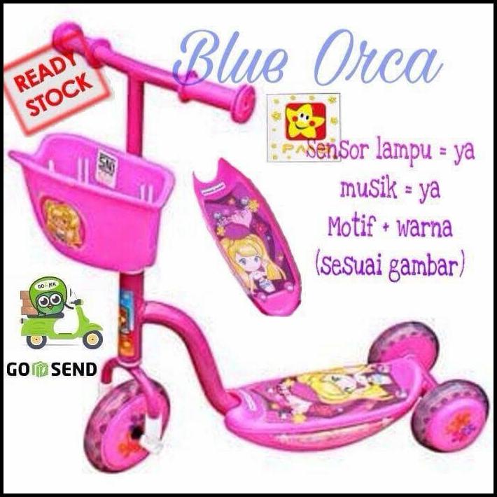 Mainan Anak Skuter Pmb Roda 3 Pink - Pink Baterai