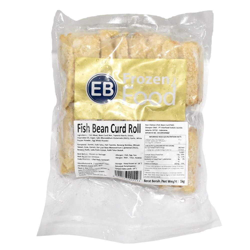 EB Fish Bean Curd Roll 300gr &amp; 1 kg  Frozen Food Tahu Ikan Gulung Impor Fish Roll