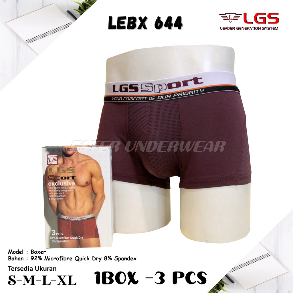 CELANA DALAM BOXER LGS 644 ISI 3Pcs