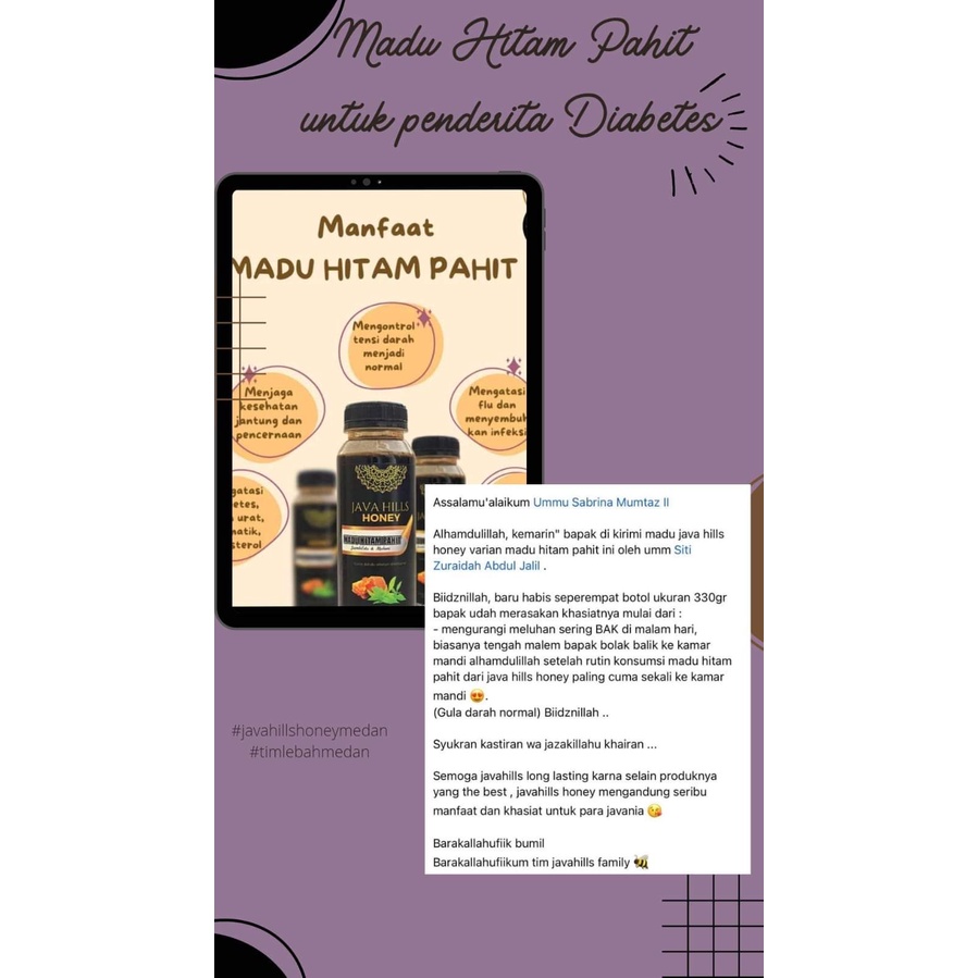 GRATIS SENDOK KAYU / MADU HITAM PAHIT BY MUMTAZ JAVA HERBA (Java Hills Honey) 330gr / MADU HITAM PAHIT JAVAHILLS