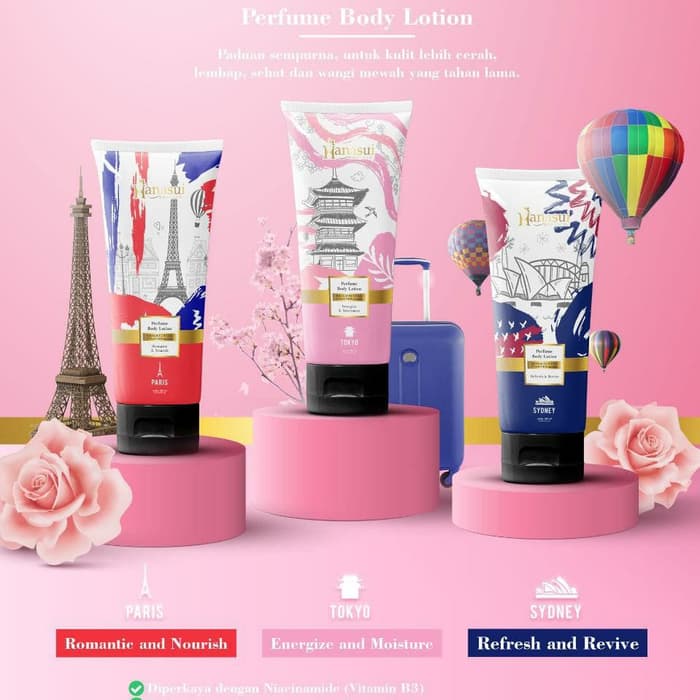 HANASUI Perfume Body Lotion 180mL UVA UVB Protection | Sydney Tokyo Paris parfum losyen