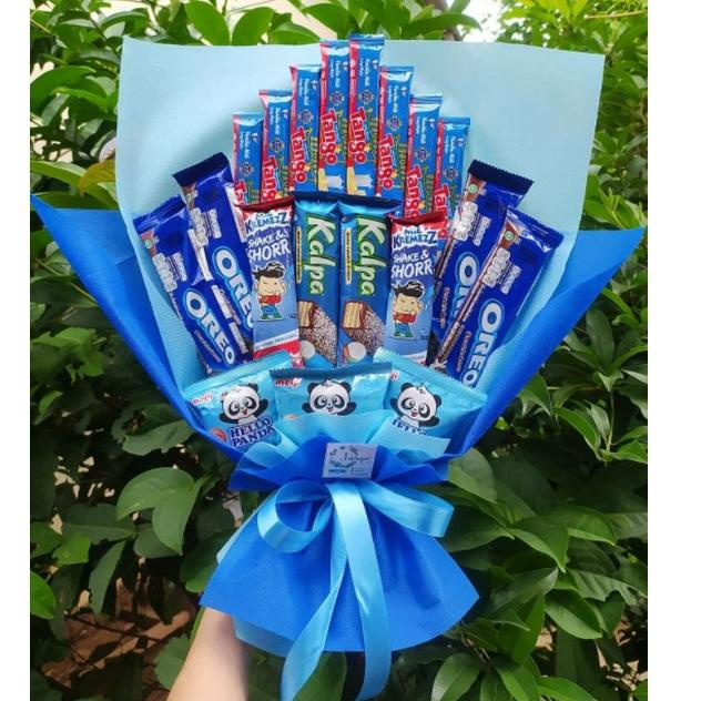 

Terlaris (S) BUKET SNACK BIRU CANTIK MEWAH ELEGAN HADIAH/paket/bingkisan Snack Ulang Tahun/Ultah/ Wisuda/Kado/Hadiah ASQ