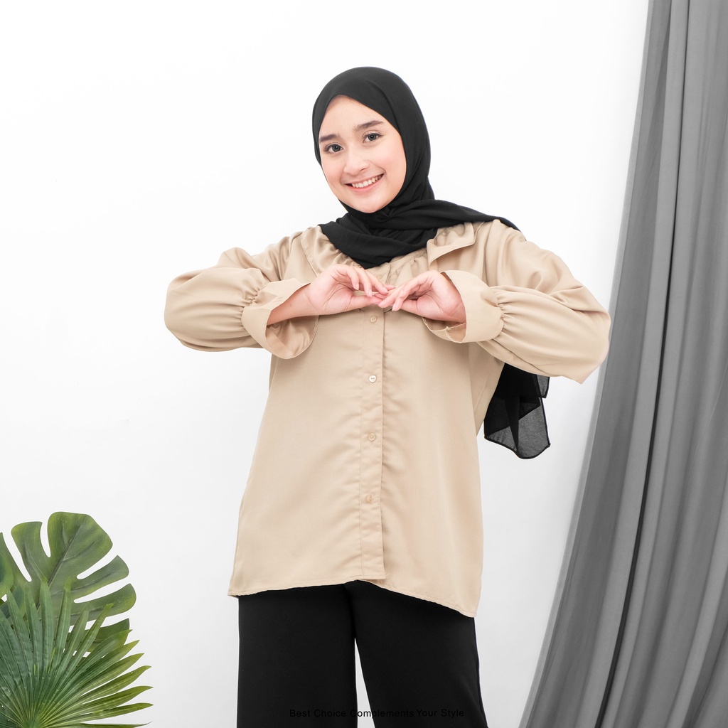 Wingkle shirt Blouse Basic Wanita Shirt Polos by Mahyra