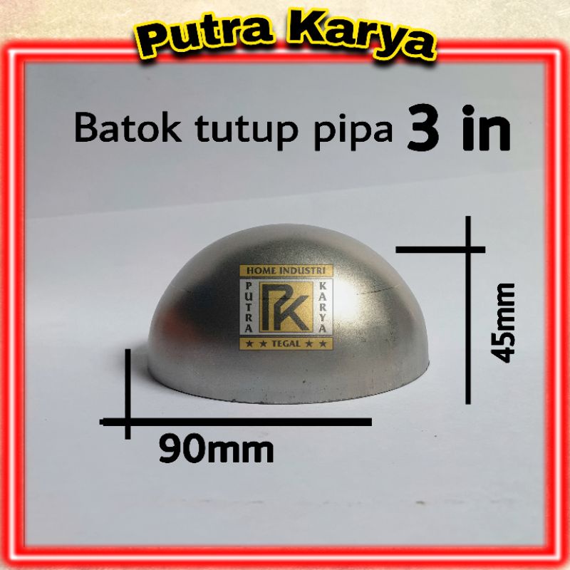 Batok Tutup Pipa 3inch Besi Plat