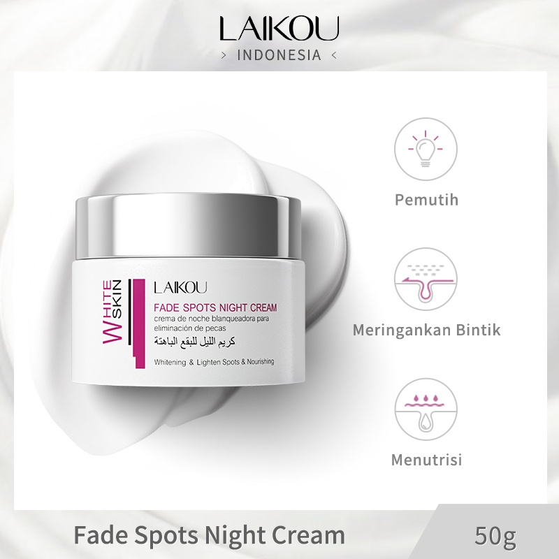 LAIKOU Niacinamide Fade Spots Night Cream Memudarkan Bintik Hitam Melembabkan Memutihkan 50g