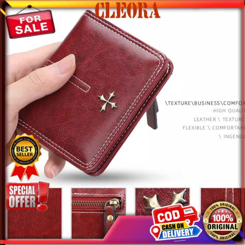 BAELLERRY Dompet Ori Wanita Lipat Bahan Kulit PU Leather Premium Kekinian Anak Muda Masakini Formal 