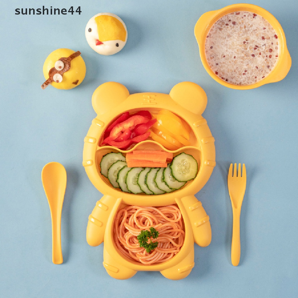 Sunshine 4pcs / Set Peralatan Makan Bayi / Anak Motif Kartun Lucu