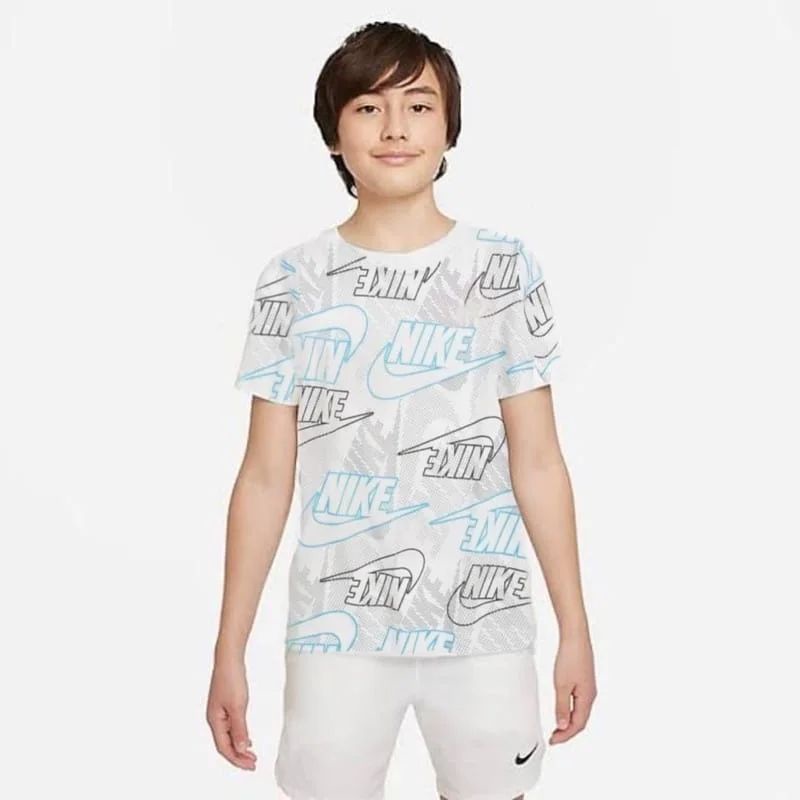 B208514 AIRJORDAN/NIKE CMT TSHIRT Baju kaos anak laki-laki lengan pendek putih ada motif  tulisan ni