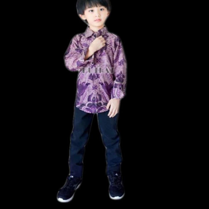 Chekout BAJU BATIK ANAK LAKI-LAKI LENGAN PANJANG MOTIF LILAC - COUPLE BATIK AYAH DAN ANAK LAKI-LAKI 