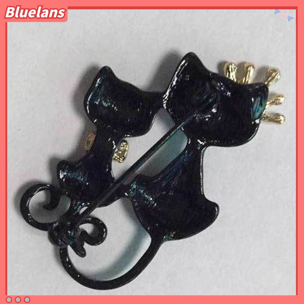 Bluelans Pin Bros Lencana Bentuk Kucing Mahkota Aksen Berlian Imitasi Untuk Dekorasi Pakaian Wanita