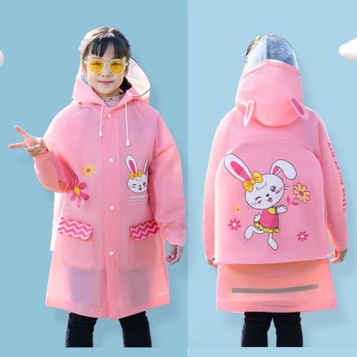 JAS HUJAN ANAK PEREMPUAN KOREA MANTEL CEWEK RAINCOAT KIDS MOTIF KELINCI USIA 3-12 TAHUN WD2